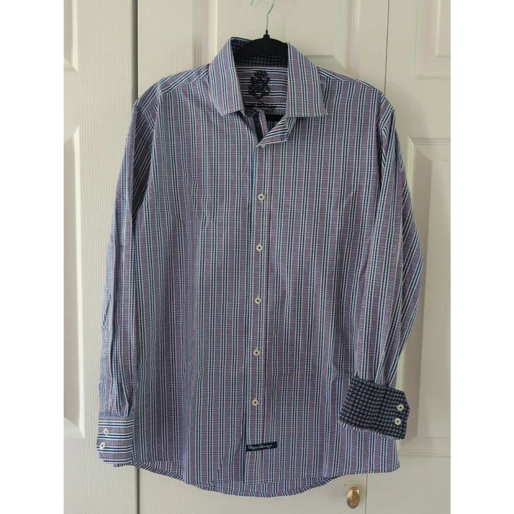 English Laundry Mens Multi Striped Button Up Long Sleeve Dress Shirt Sz 16 34/35